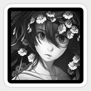 Girl with flowers Sticker